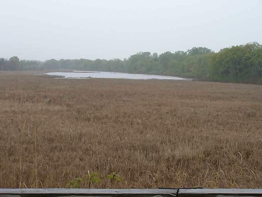 Grand Calumet River through Lake County, Indiana along the South Shore Line.