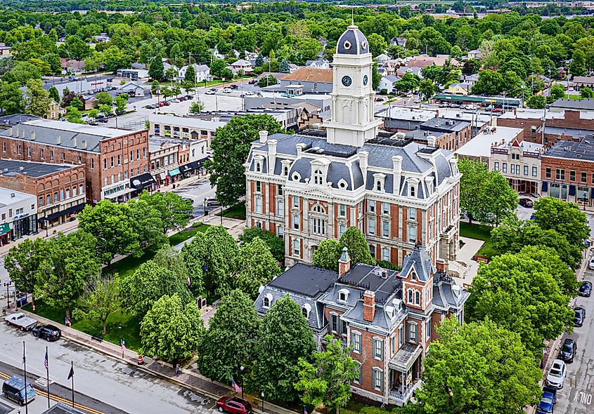 The beautiful Hamilton County Courthouse in Noblesville, Indiana.