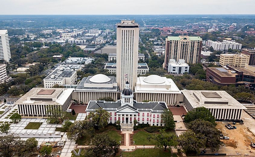The old and the new State Capitol building of Florida in Tallahassee.