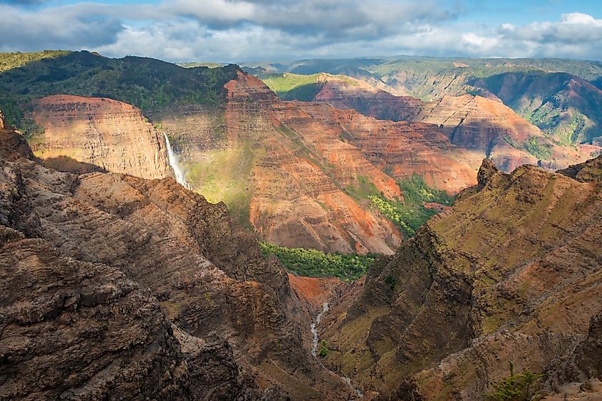 Scenic view of Waimea Canyon on the Hawaiian island of Kauai.