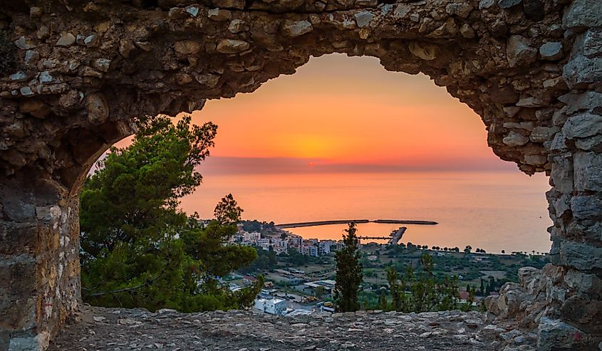 Paralio Astros cityscape, view from drone, Arcadia, Greece