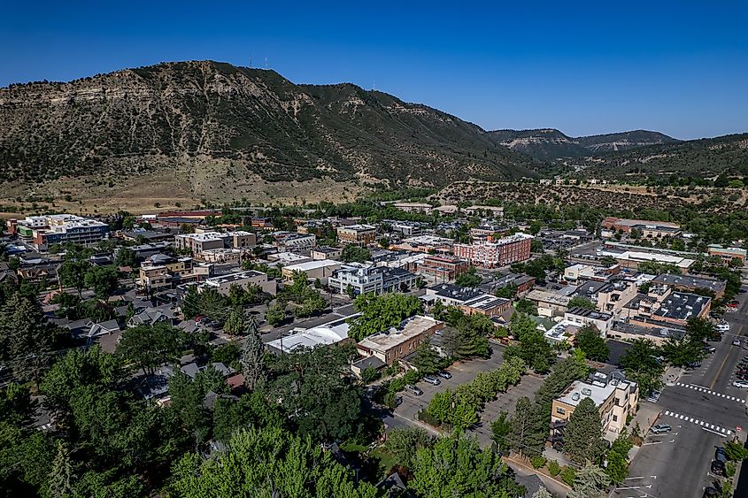 Aerial view of Durango, Colorado in summer