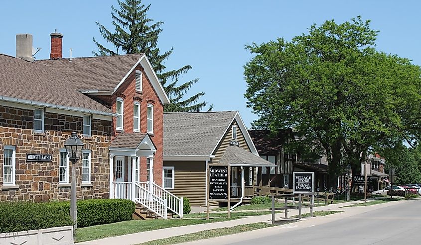 Amana Colonies village is a popular summer tourist stop in the state of Iowa.