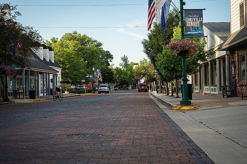 Downtown Zionsville, Indiana.