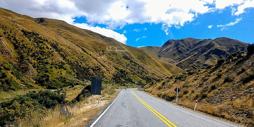 View of Lindis Pass in New Zealand.