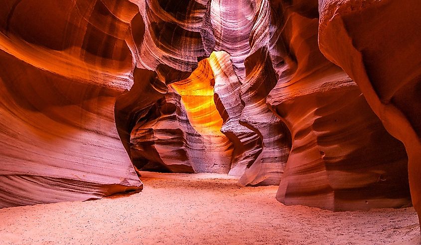 Upper antelope canyon. Beautiful red swirling rocks