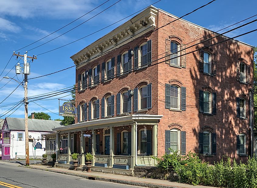 Rosendale, NY - June 16, 2024: The 1850 House Inn historic building in downtown Rosendale, Hudson Valley, Upstate New York.
