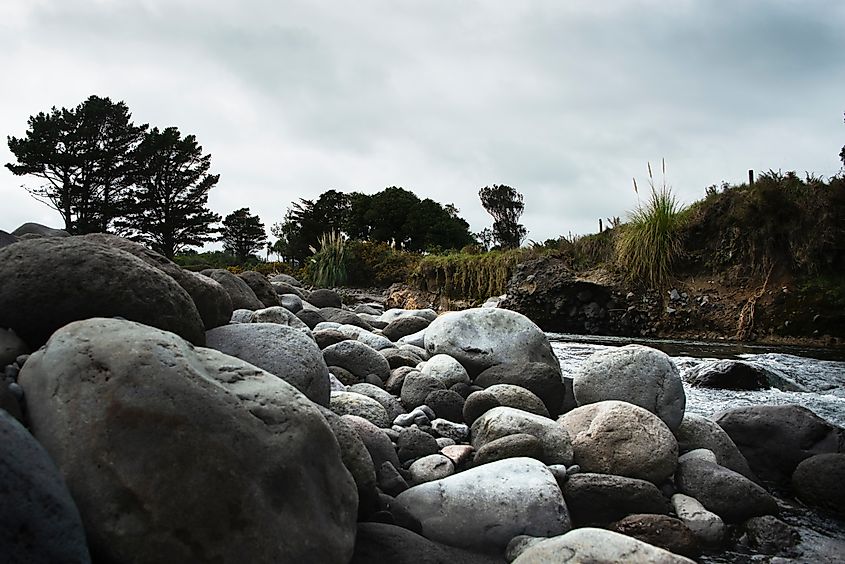 The Stony River (Hangatahua) Walkway near Okato, New Zealand.