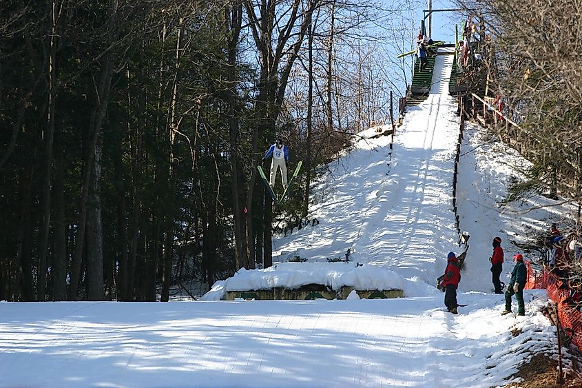 Harris Hill ski jumping hill, Brattleboro, Vermont. Image credit: redja via Wikimedia Commons.