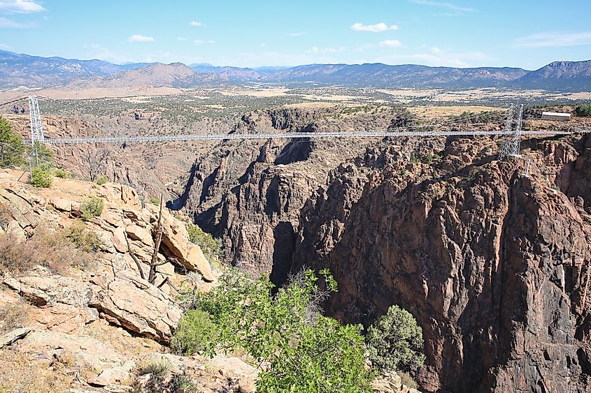 Royal Gorge Bridge over the Arkansas River in Colorado.