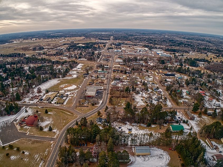 Aerial view of Hayward in Wisconsin