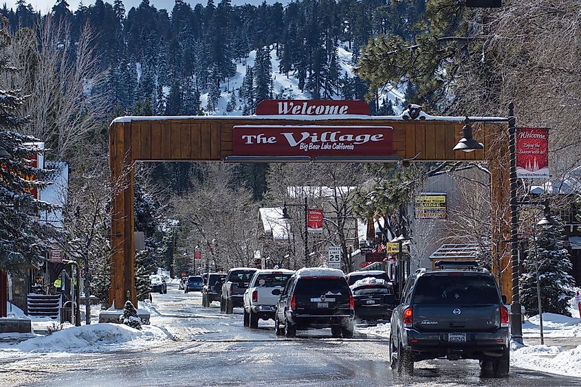 Welcome to Big Bear Village SIgn at Pine Knot Blvd. Big Bear Lake, California