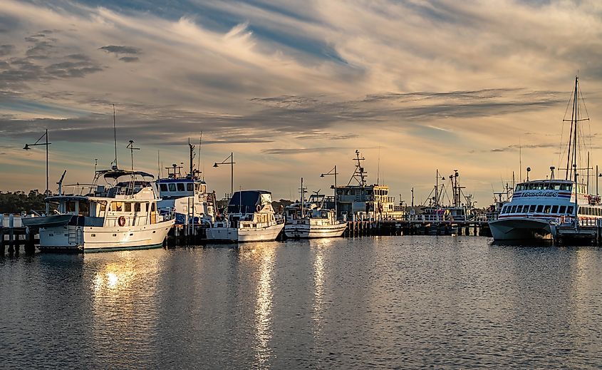 Boats in the marina at Metung on Bancroft Bay in the Gippsland lakes.