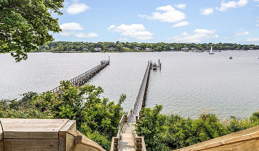 View of Manhasset Bay, Plandome, Long Island, New York.