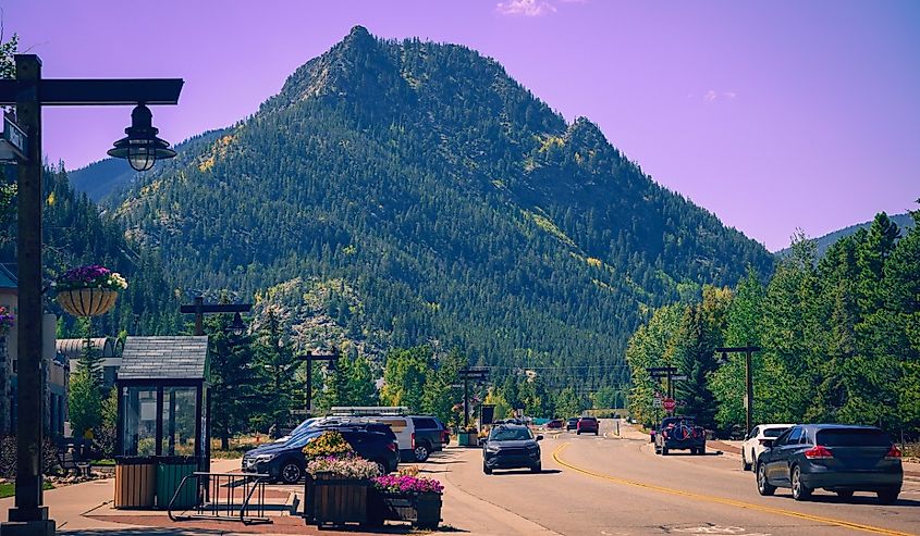 Downtown street in Frisco, Colorado.