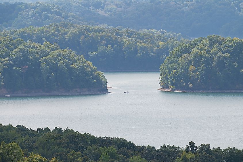 Overlook of Dale Hollow Lake from the State Park Eagles Nest Trail.