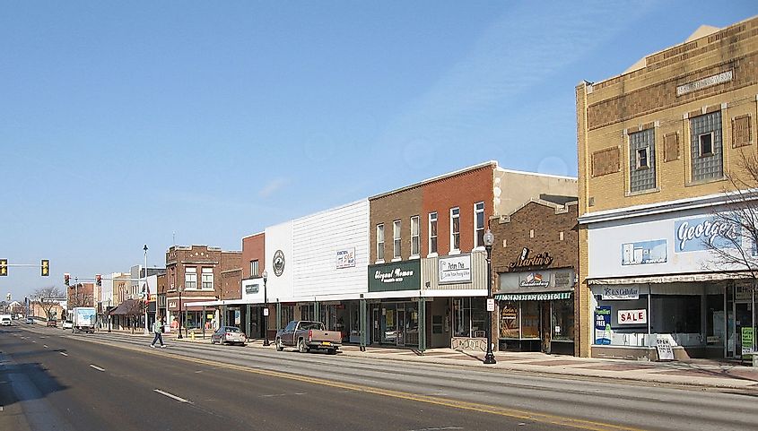 Downtown streets in Waverly, Iowa