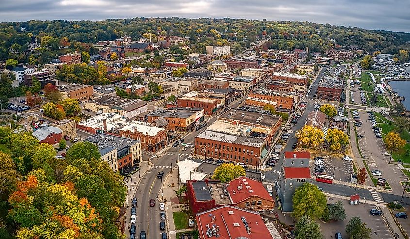 Aerial View of the Twin Cities Suburb of Stillwater, Minnesota