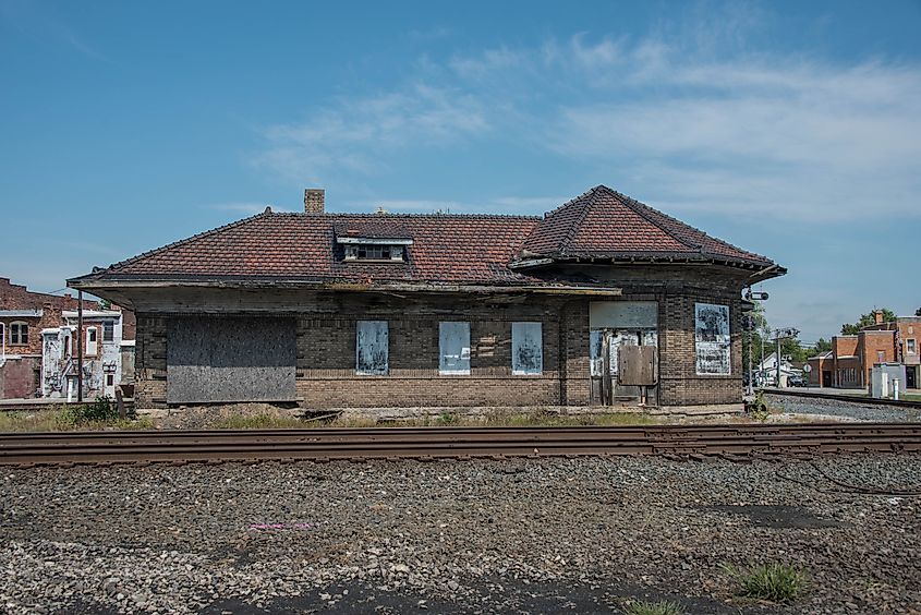 Abandoned train station and depot in Deshler, Ohio