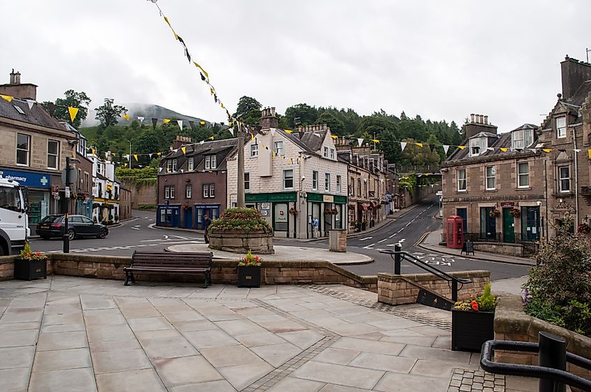 Melrose town center in Scotland.