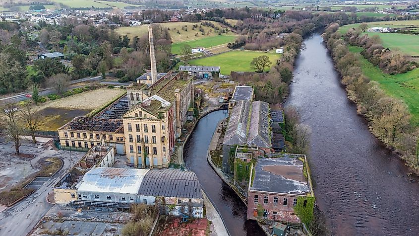 Herdmans abandoned Flax Mill on the banks of the Mourne River in Sion Mills, Northern Ireland