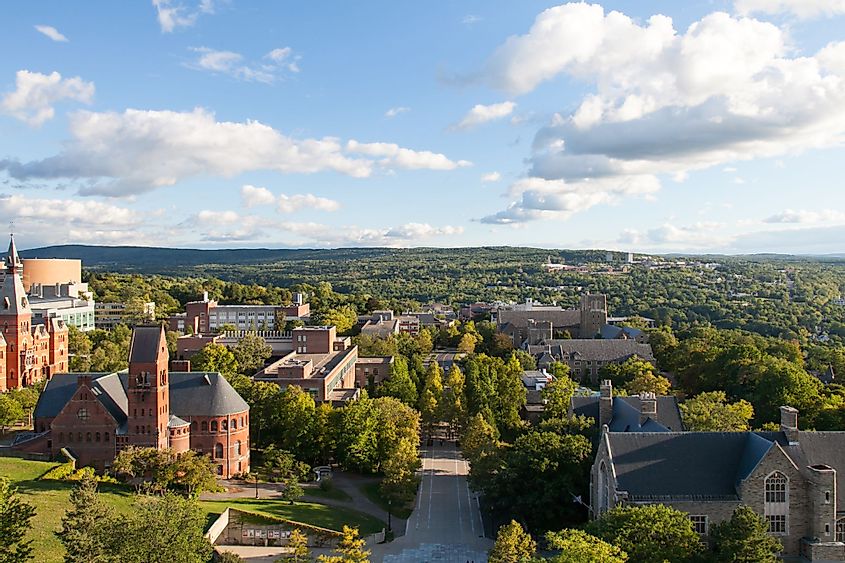 Overlook of Cornell University Campus from Uris Library in Ithaca, New York