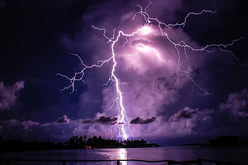 The famed Catatumbo lightning of Venezuela, known for constant lightning strikes. Via Shutterstock / christianpinilo