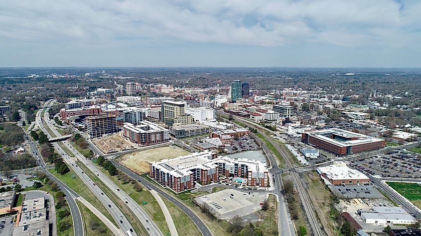Aerial view of downtown Durham, North Carolina