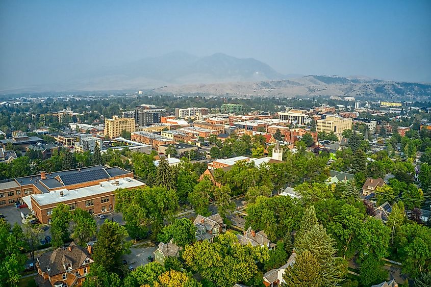 Aerial view of Bozeman, Montana