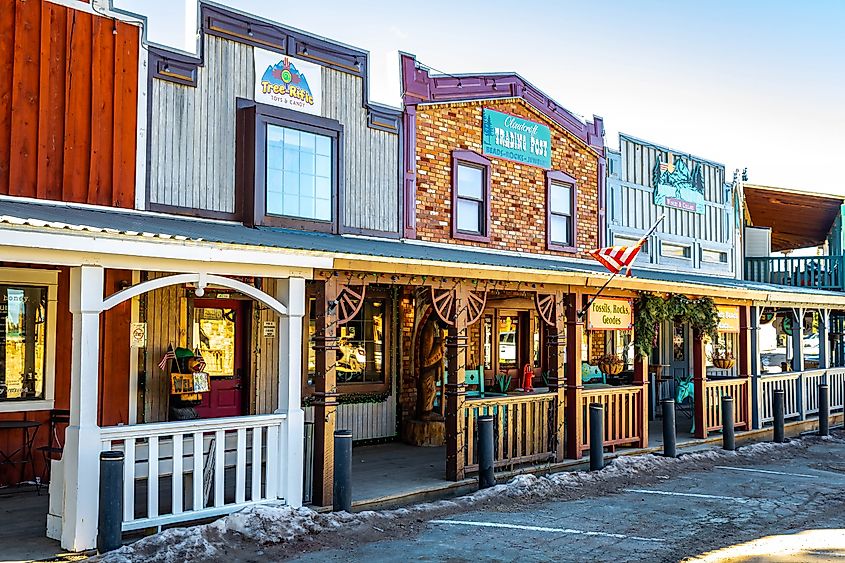 Colorful storefronts in Cloudcroft, New Mexico