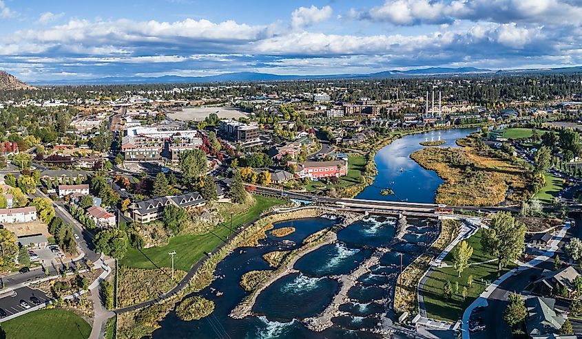 An aerial view of the Bend, Oregon Whitewater Park