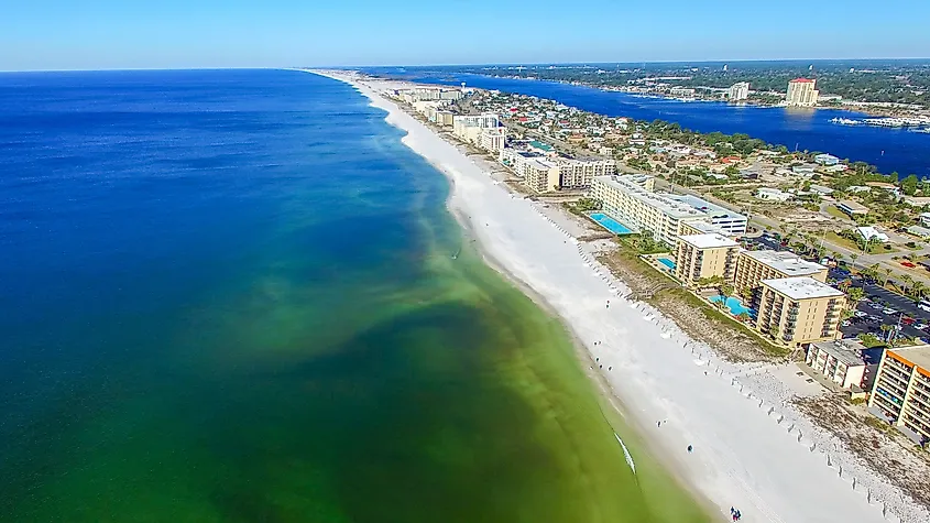 Aerial view of Fort Walton Beach, Florida.