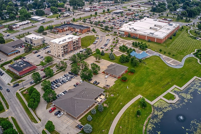 Aerial View of the Des Moine Suburb of Altoona, Iowa.