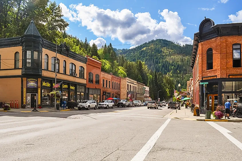 Bank Street, the main street, in Wallace, Idaho