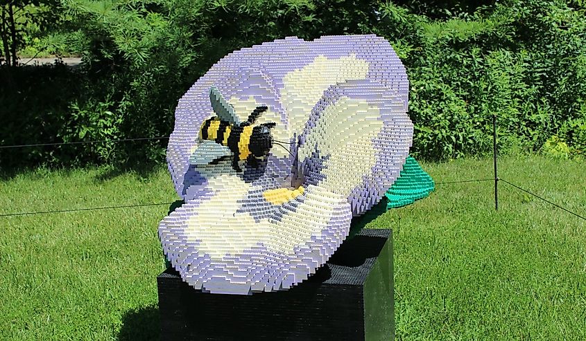 Sculpture of Radiant Pansy Consisting of 29314 LEGO Bricks at Powell Gardens