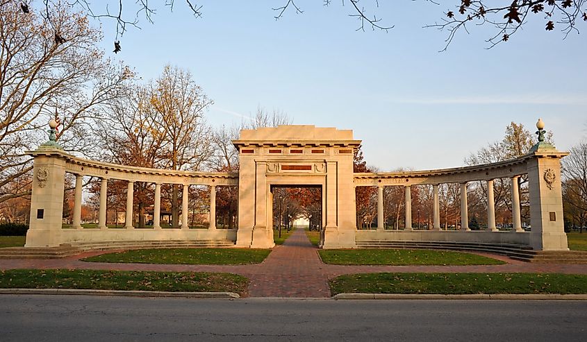 Memorial Arch, made of Indiana limestone in 1903