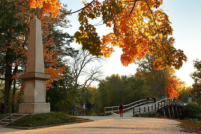 Historic and iconic Old North Bridge in Concord, Massachusetts