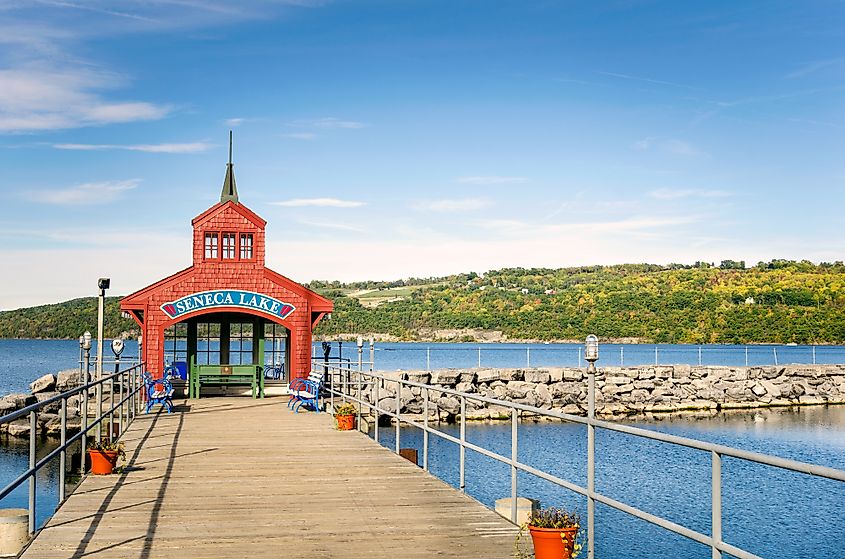 The Seneca Lake pier at Watkins Glen, New York.