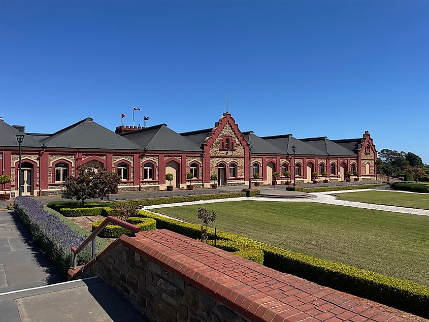 The grand exterior of Château Tanunda in Tanunda, Barossa Valley, South Australia.