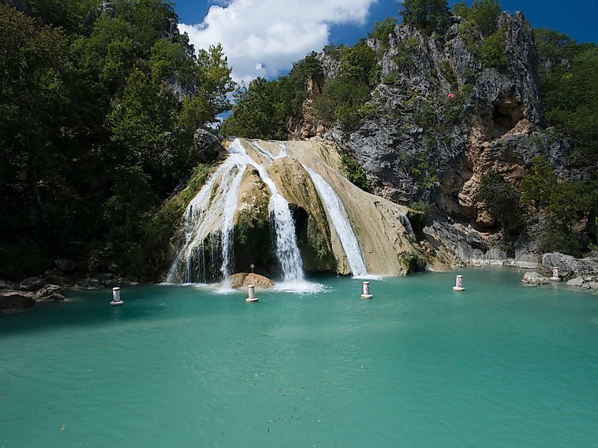 Beautiful Turner Falls on a bright sunny day. 