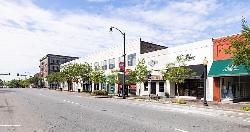 The old business district on main street in Moultrie, Georgia.