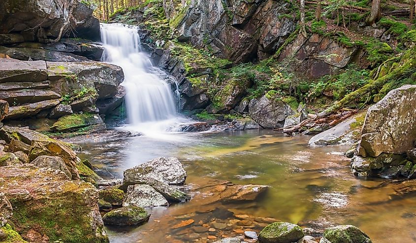 Cold Brook Fall in White Mountains, the first cascade on the Cold Brook, Randolph, New Hampshire