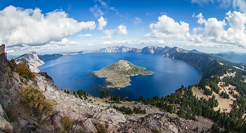 Aerial view of Crater Lake, Oregon.