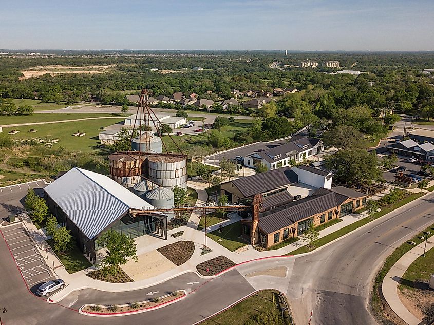 Aerial view of Buda, Texas.