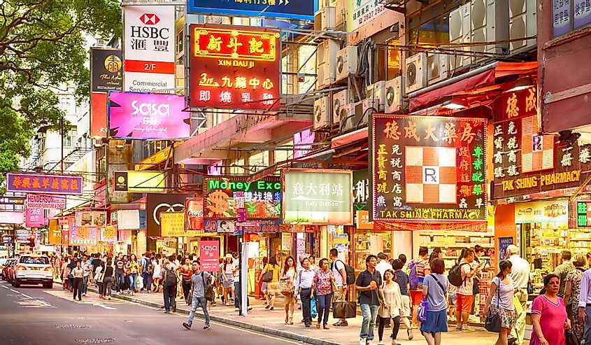 Tsim Sha Tsui street - a very popular shopping place in Hong Kong.