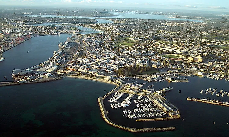 Fremantle and the Swan River viewed from the air,