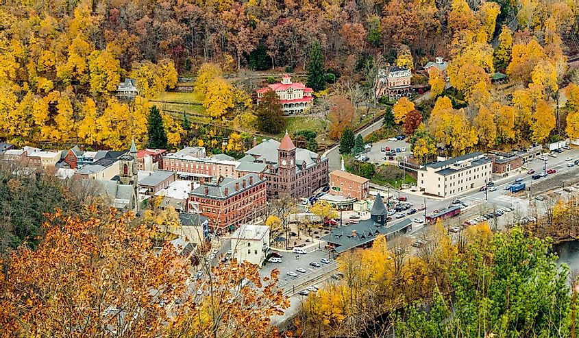 Overlooking Jim Thorpe, Pennsylvania with fall colors