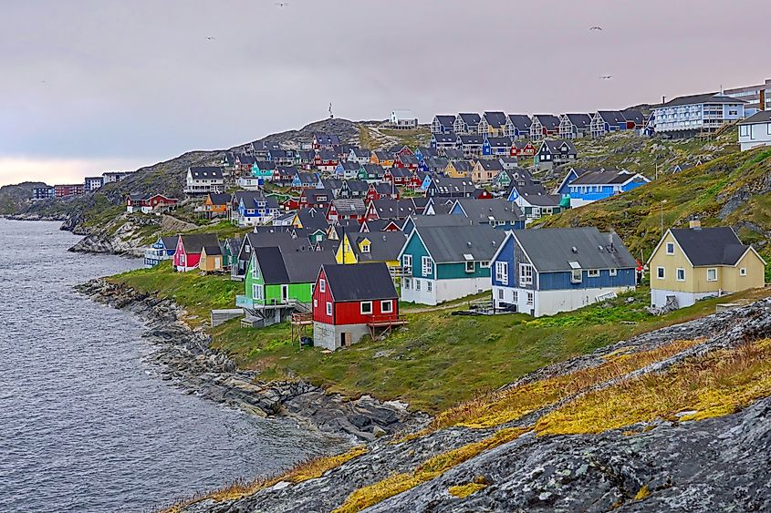 Colorful coastal houses in Nuuk, Greenland