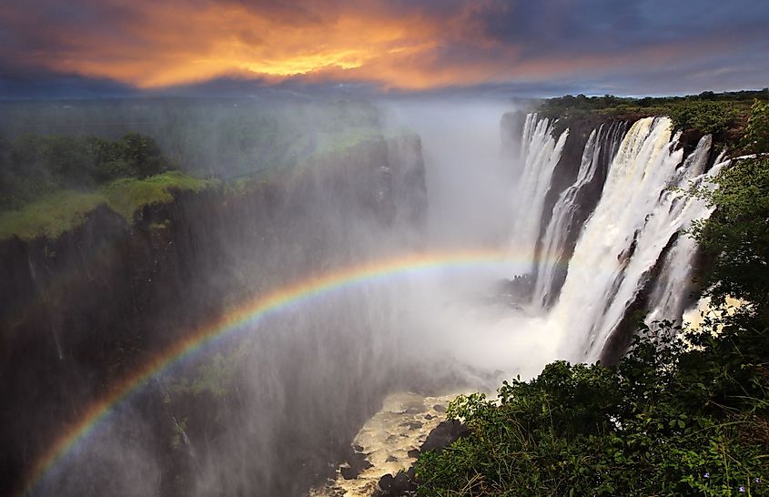 Victoria Falls during sunset