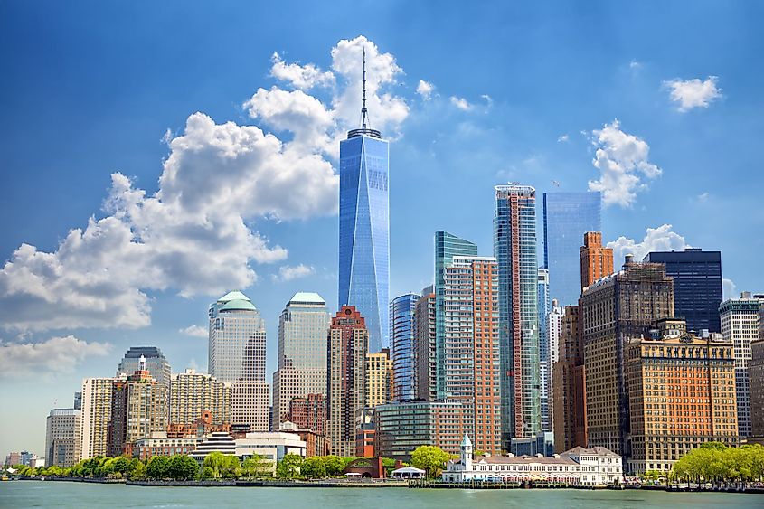 Lower Manhattan urban skyscrapers in New York City